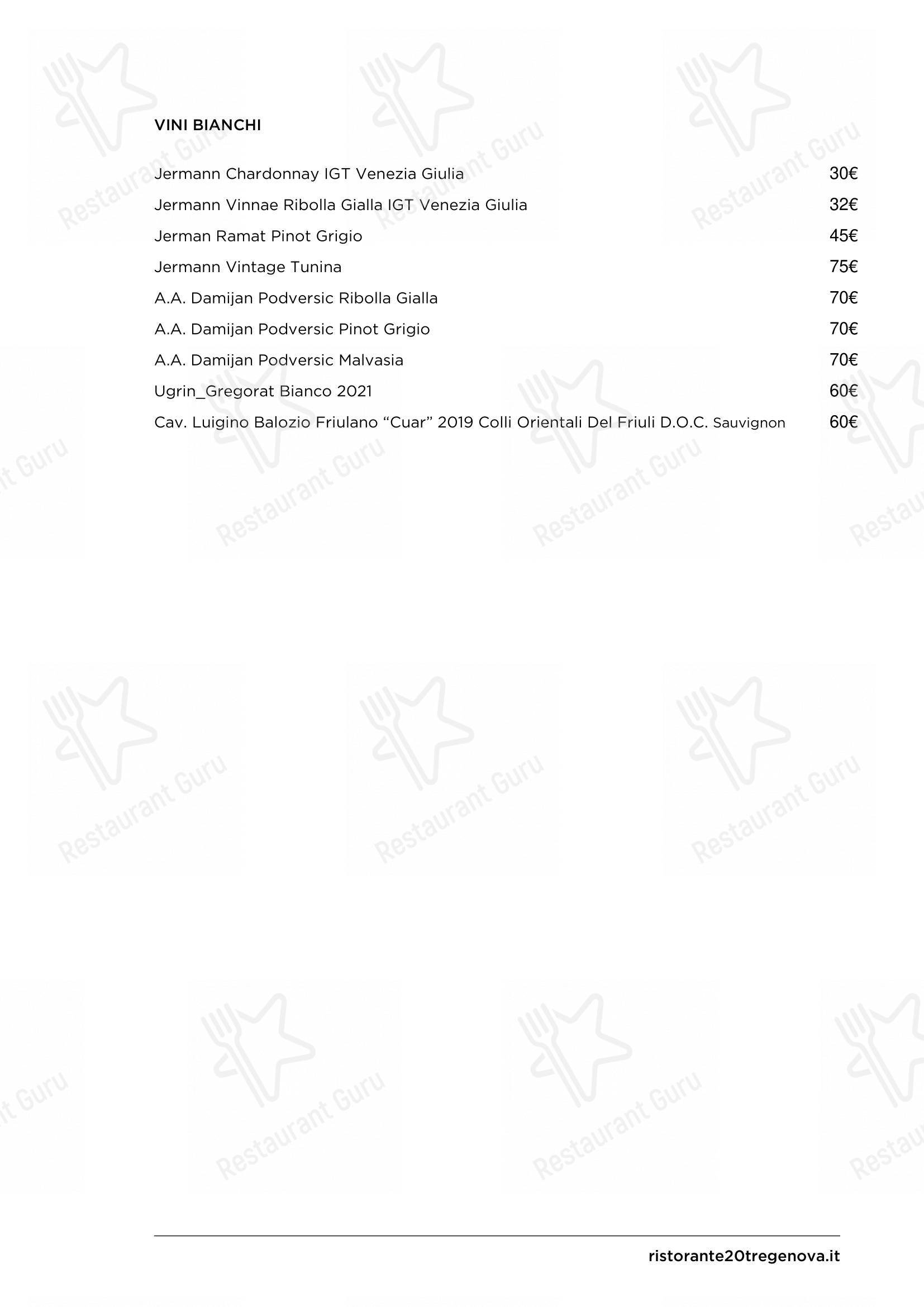 Menu bar per Ristorante 20 Tre ristorante