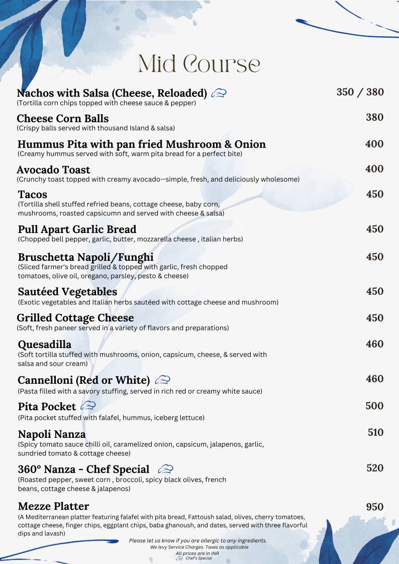 360° - Best cocktail bar & lounge Panoramic Rooftop menu