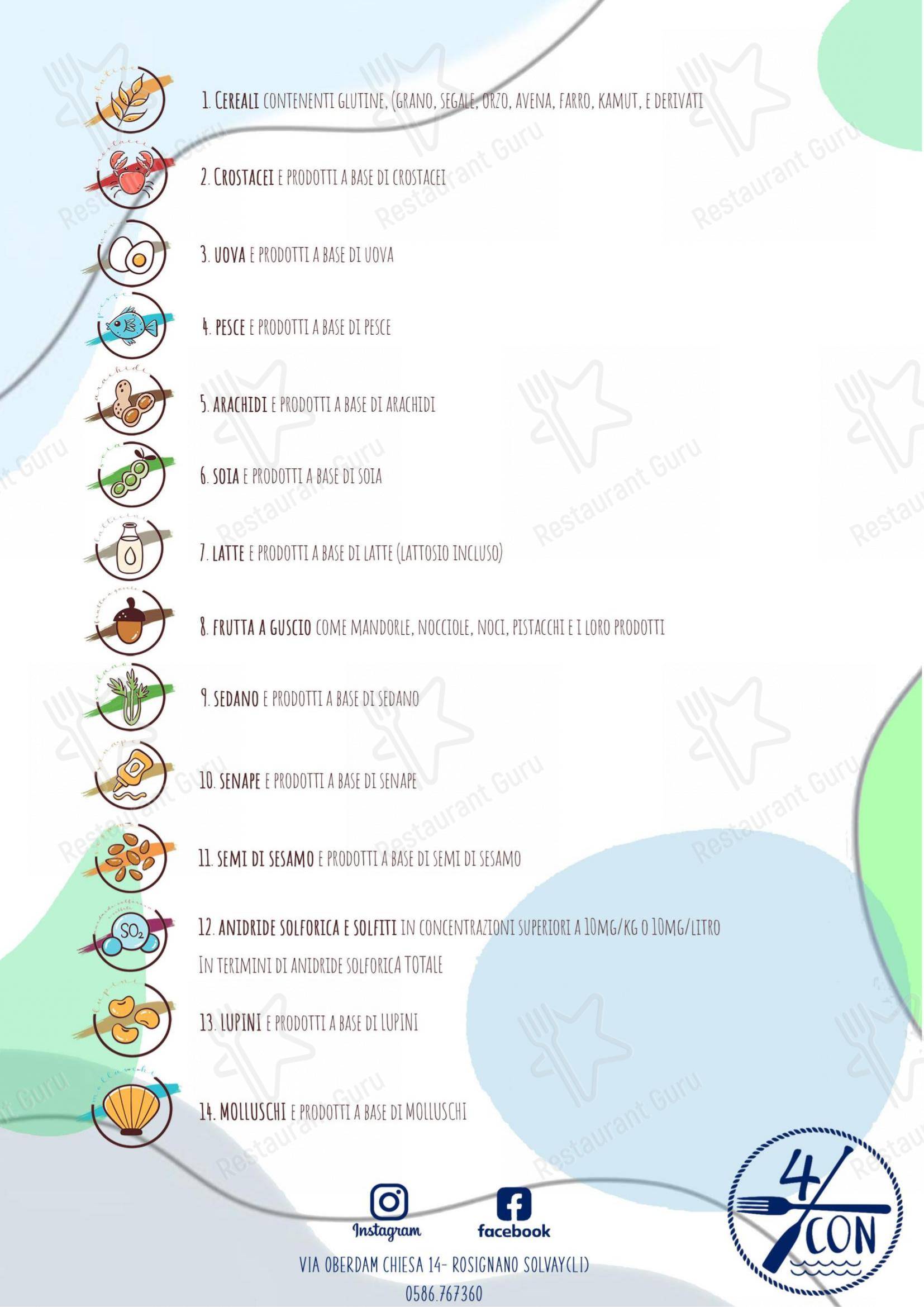 Menu per Ristorante 4con in Rosignano Solvay