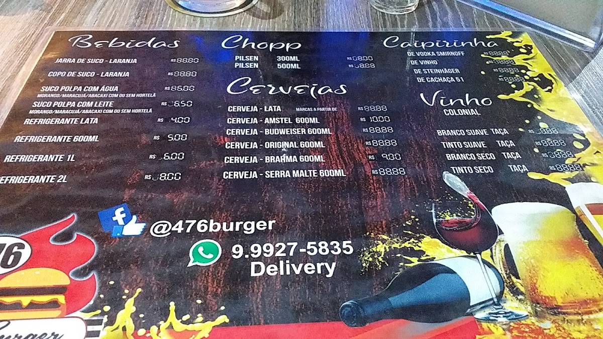 476 BURGER cardápio
