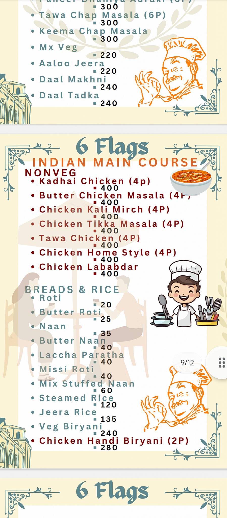 6 Flags Snooker Club & Restaurant menu