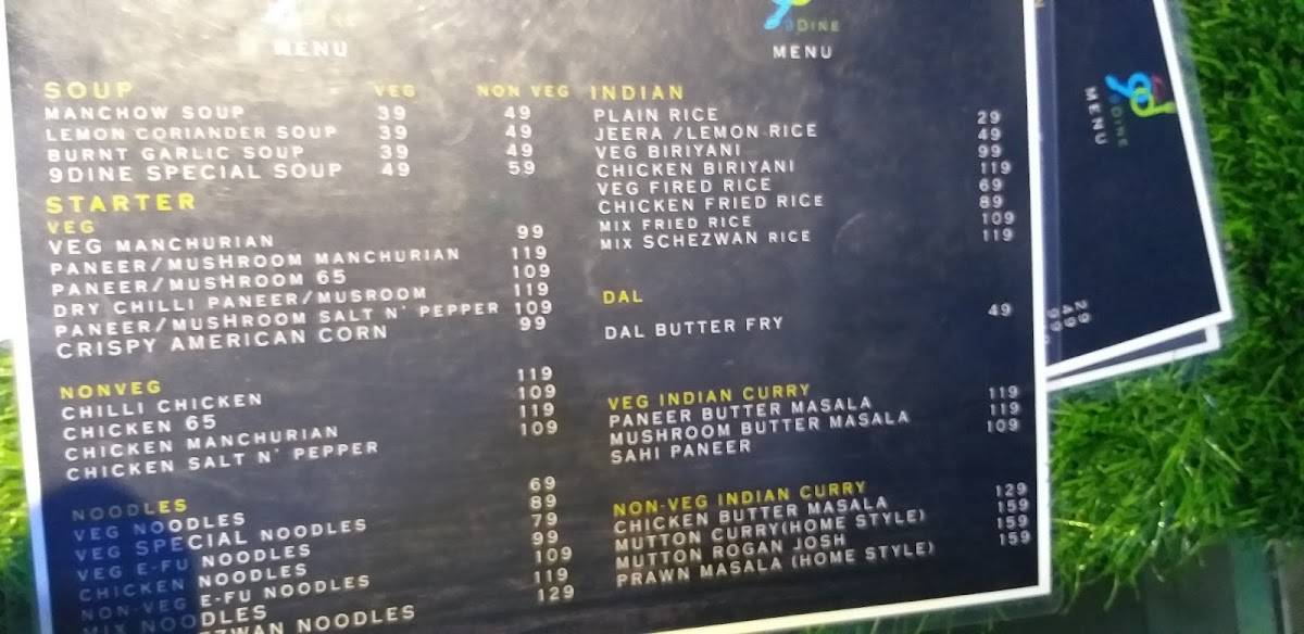 9Dine Multicuisine Restaurant menu
