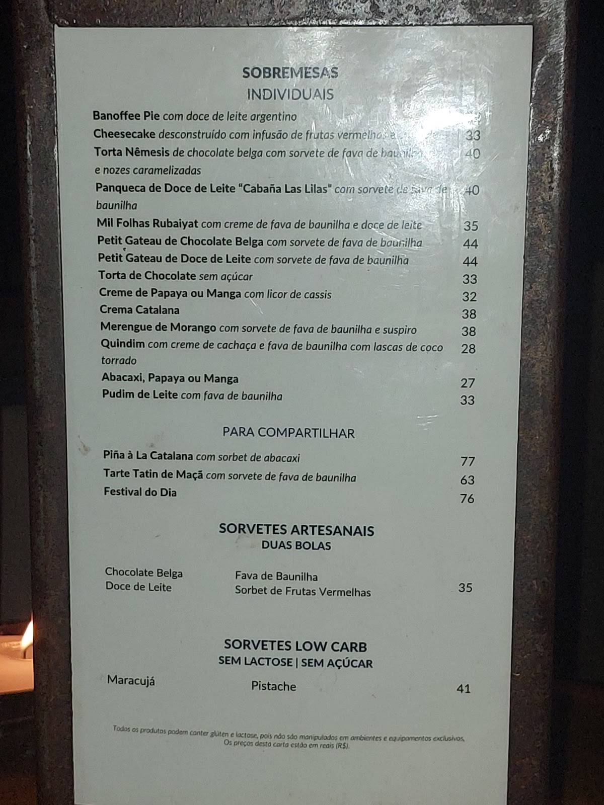 A Figueira Rubaiyat cardápio