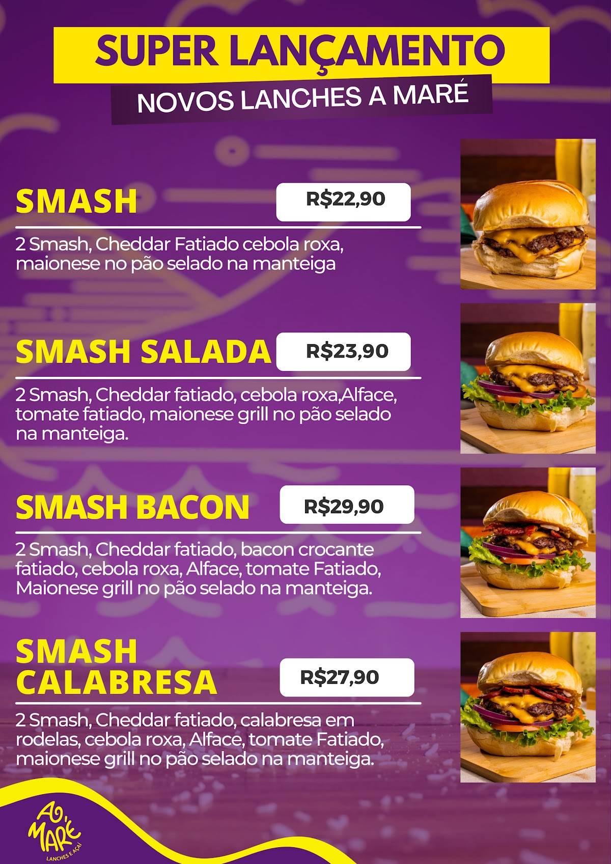 A Maré Lanches e Açaí cardápio