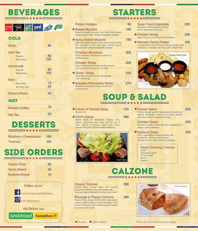 A Veneto Pizzeria Ristorante menu