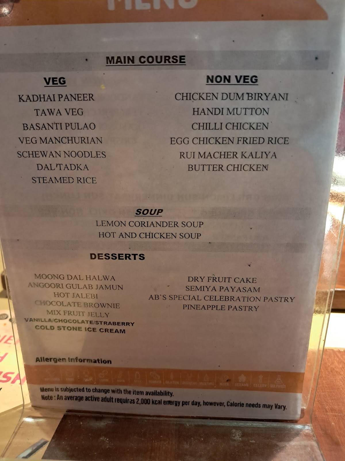 AB's - Absolute Barbecues Baguiati menu