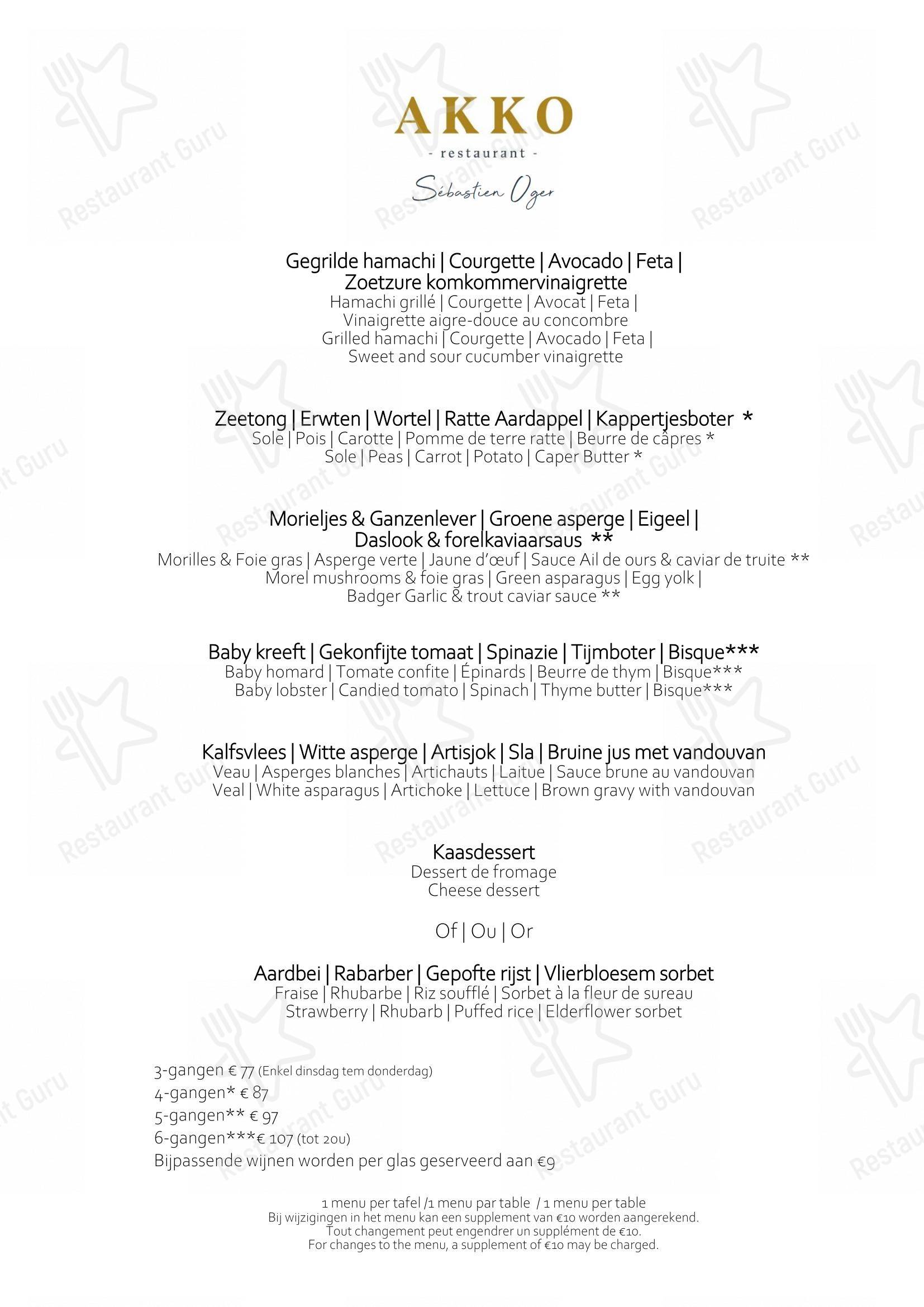 Menu bar pour AKKO dans Bilzen