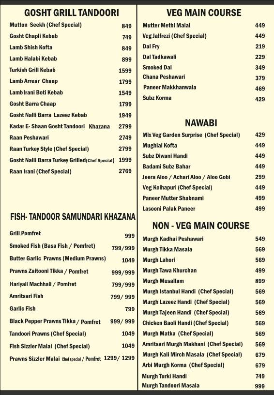 AL BURAAK menu