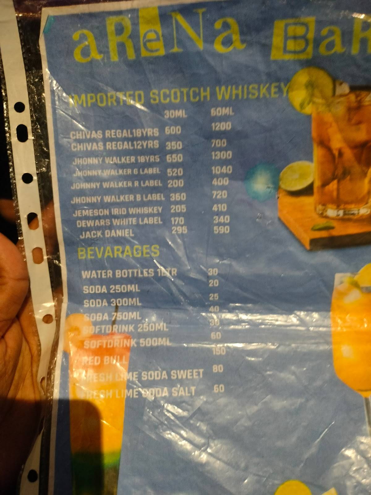 ARENA Restaurant and Bar menu