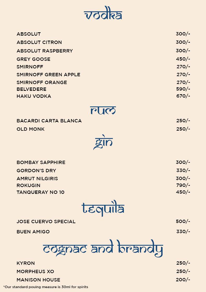 Aangan Restro Bar menu
