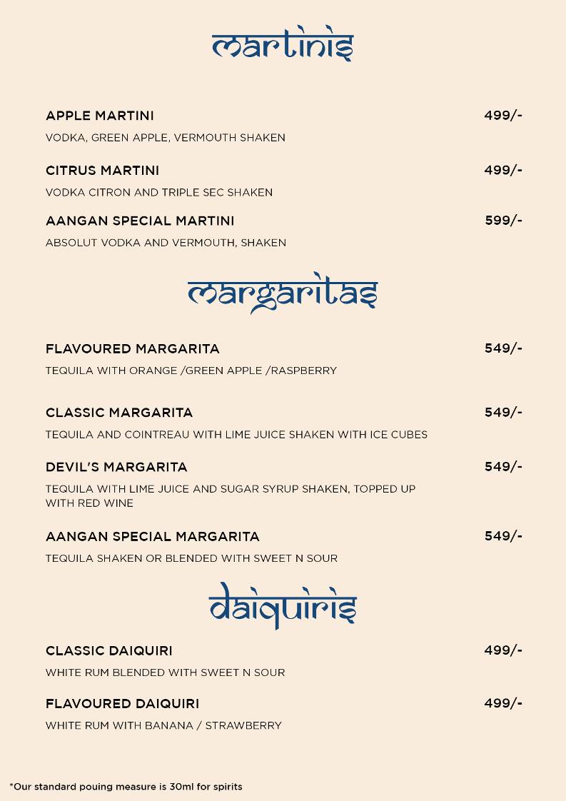 Aangan Restro Bar menu