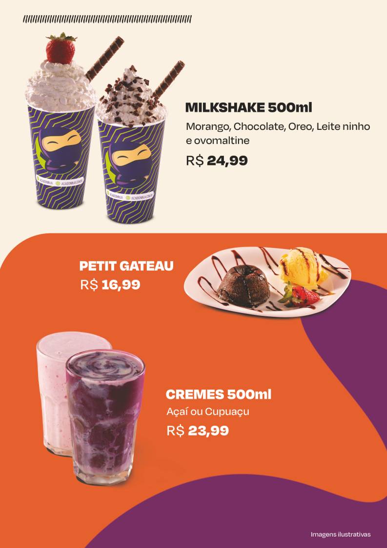 Açaí do Ninja Parque Amazônia cardápio