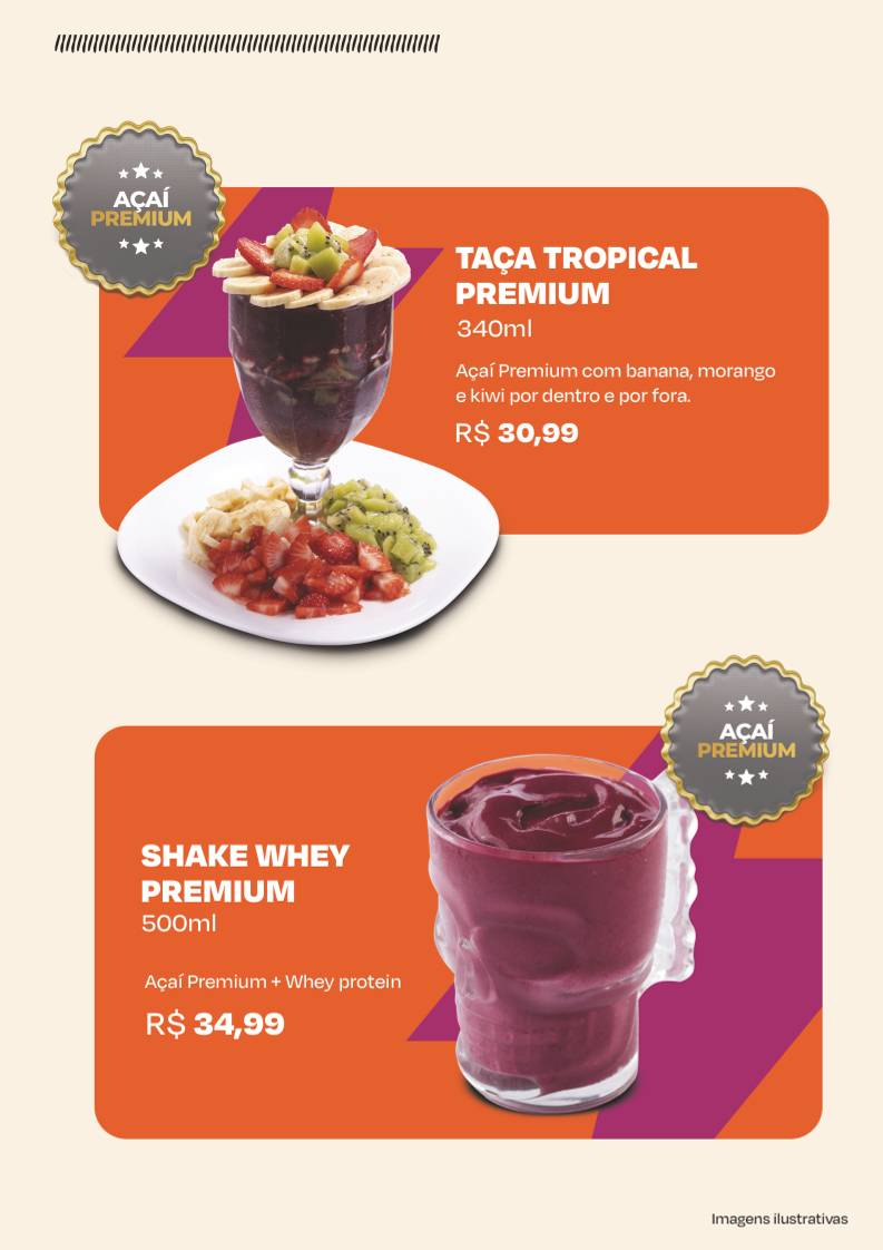 Açaí do Ninja Parque Amazônia cardápio