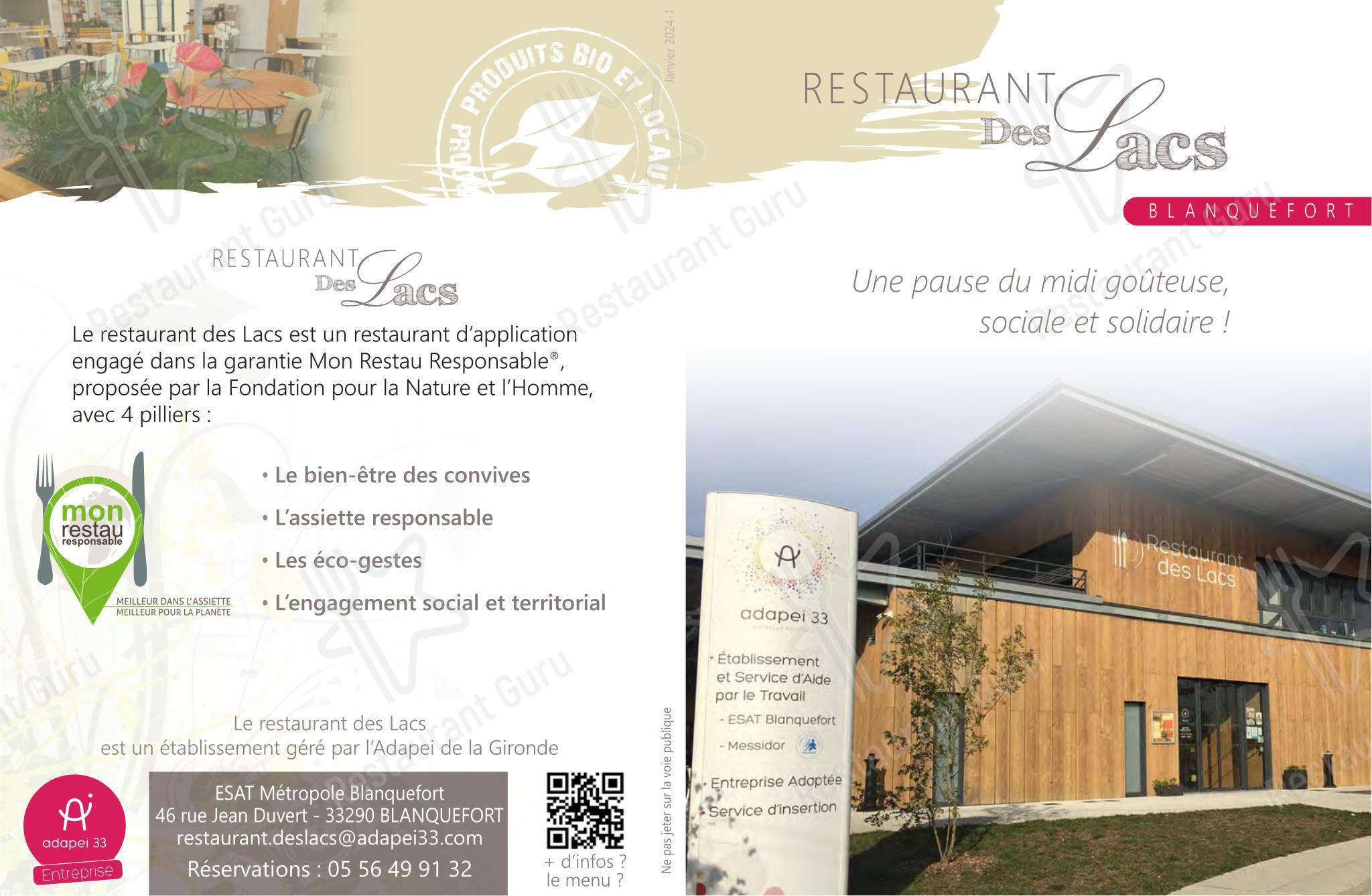 Коктейльная карта pour Adapei 33 Entreprise - Restaurant des Lacs dans Blanquefort