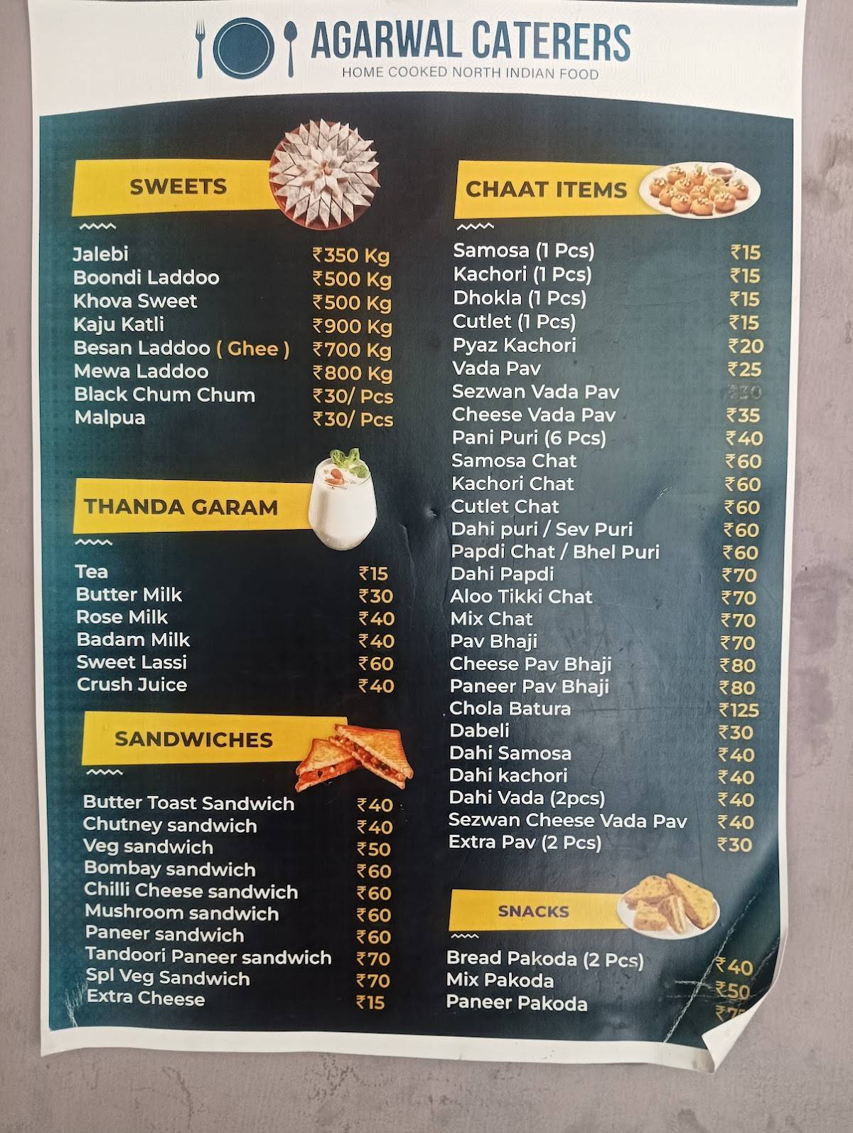 Agarwal Caterers menu