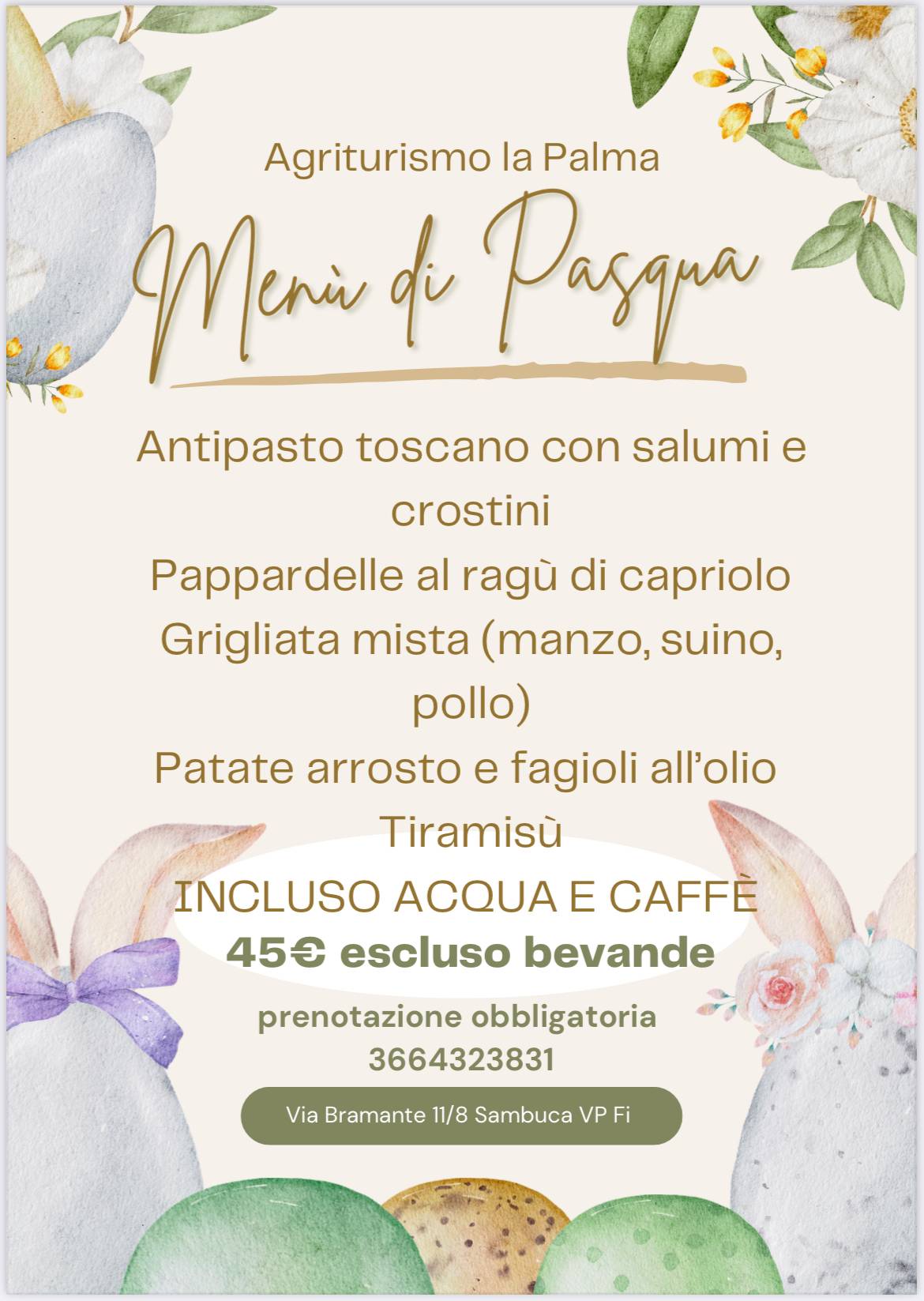 Menu di Agriturismo La Palma Ristorante Pernottamento 