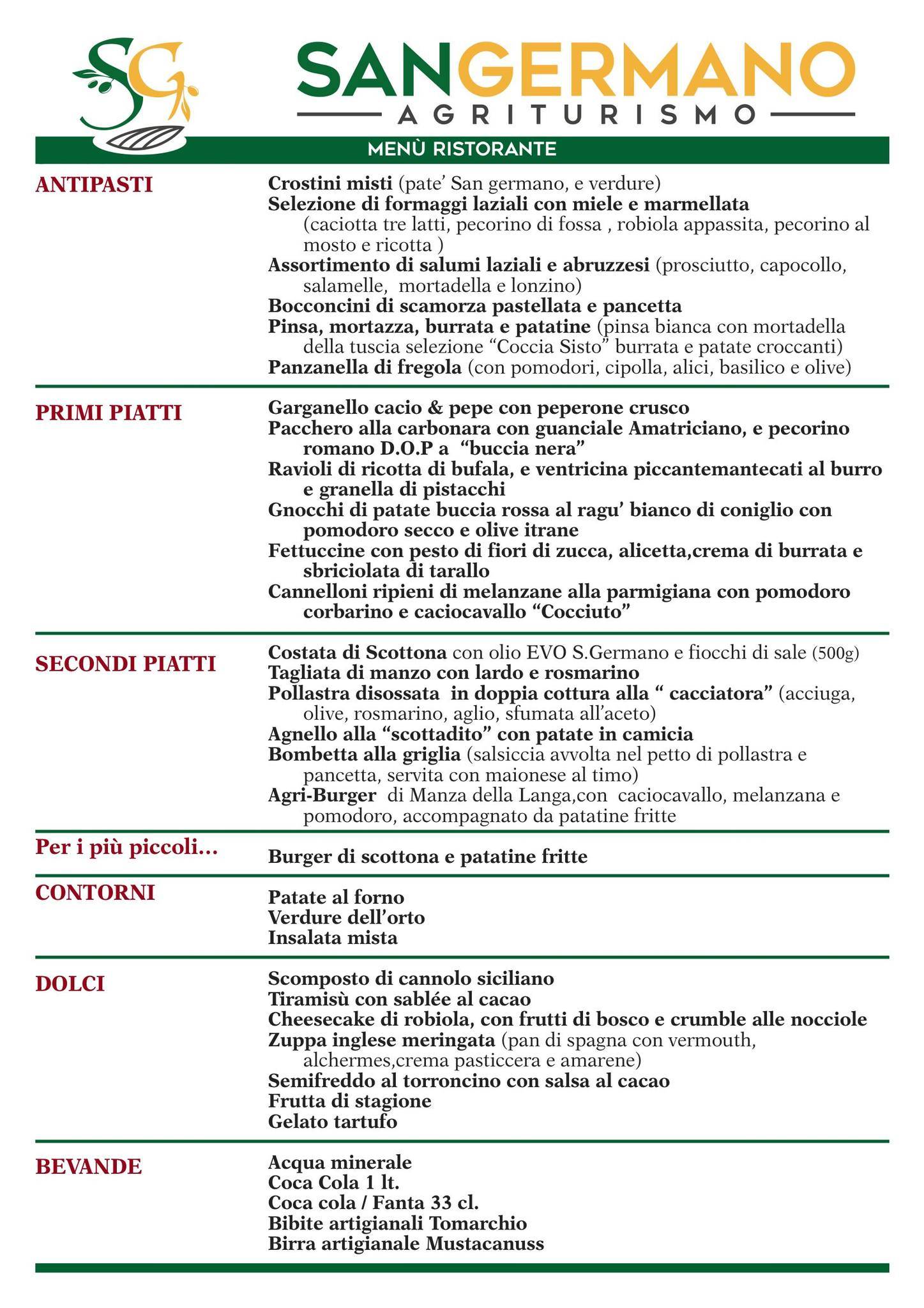 Menu di Agriturismo San Germano 