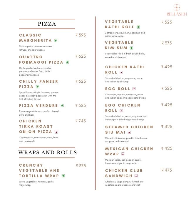 Bellasen Fine Dine Restaurant & Cafe menu