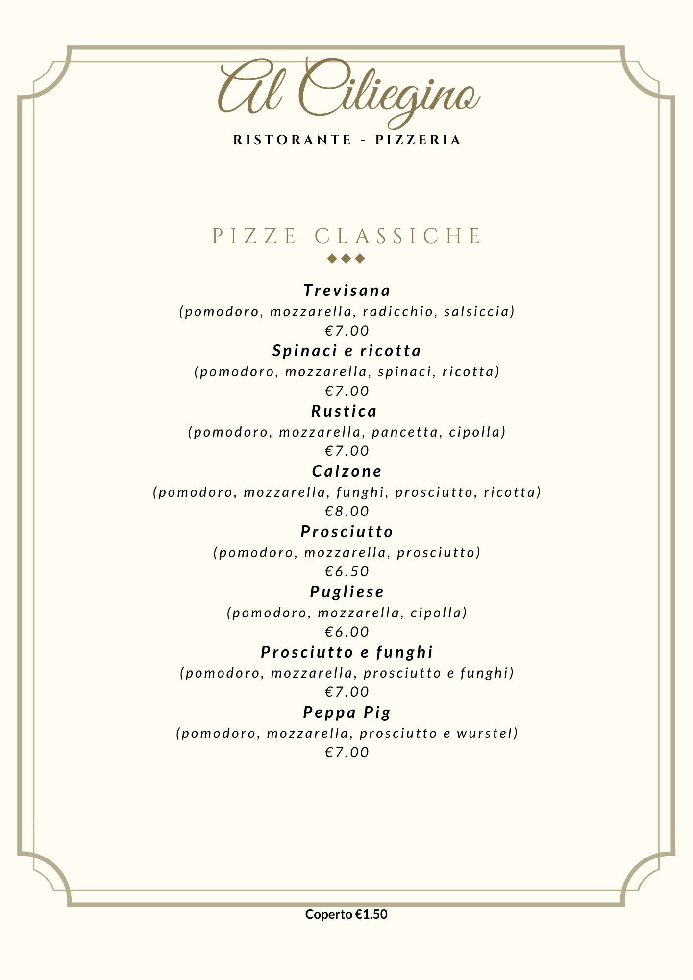 Menu di Al Ciliegino Ristorante Pizzeria 