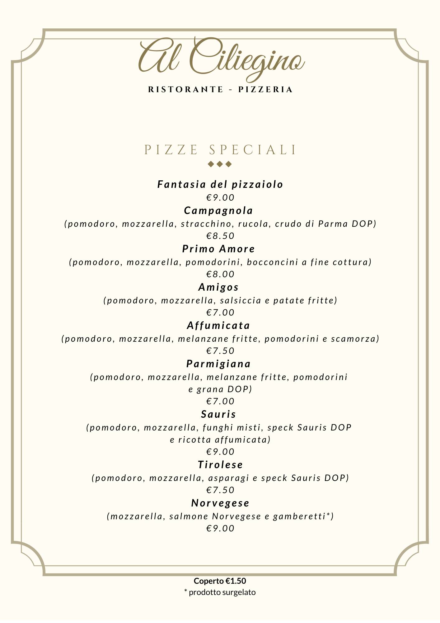 Menu di Al Ciliegino Ristorante Pizzeria 