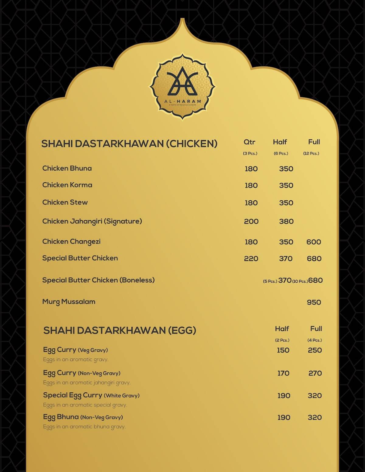 Al Haram kota menu