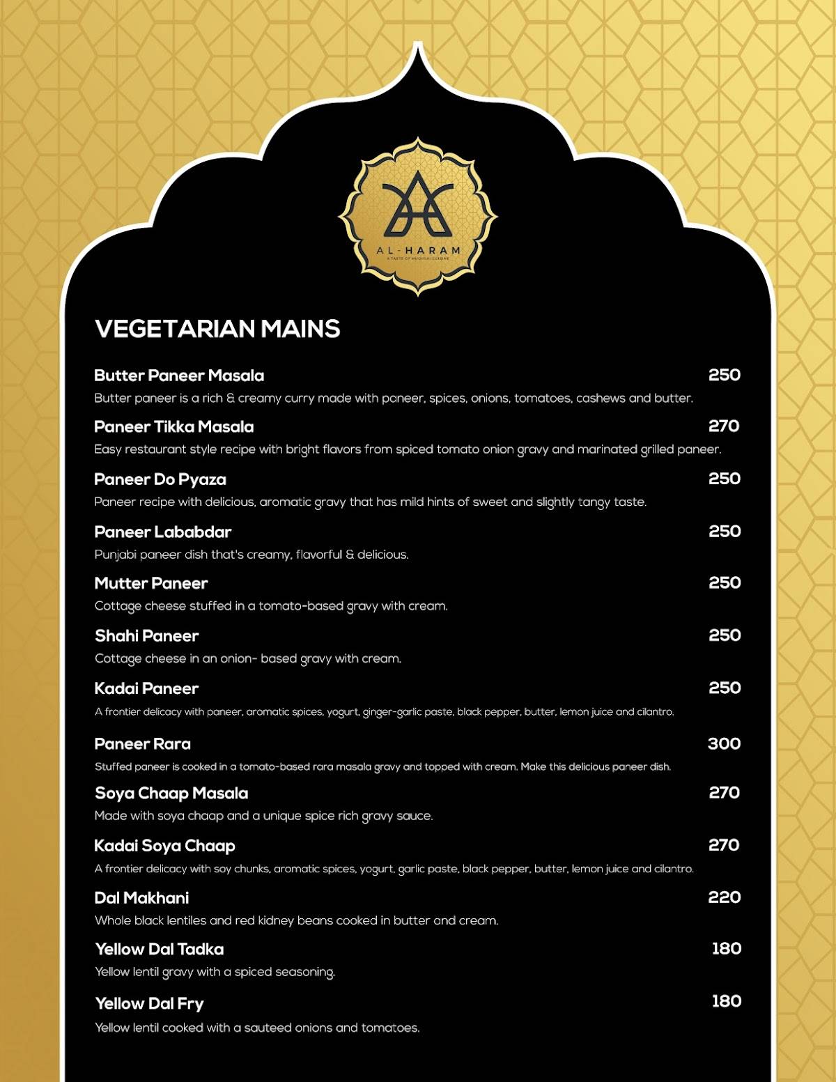 Al Haram kota menu
