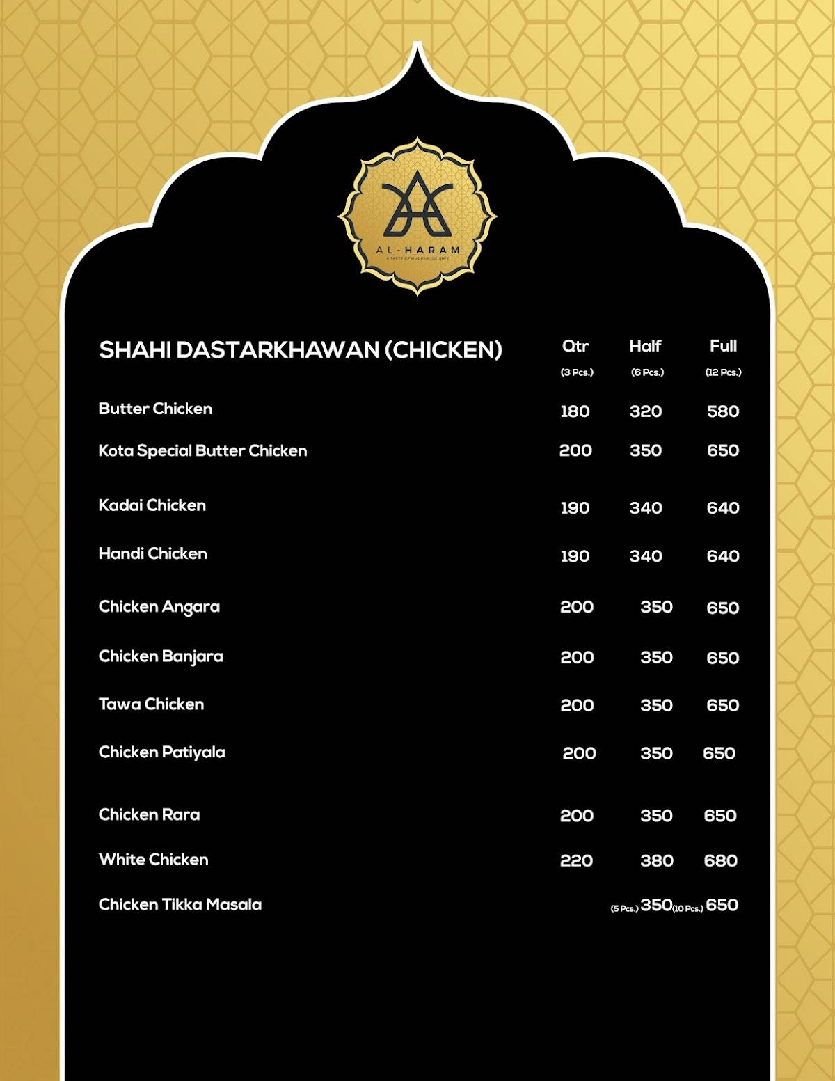 Al Haram kota menu