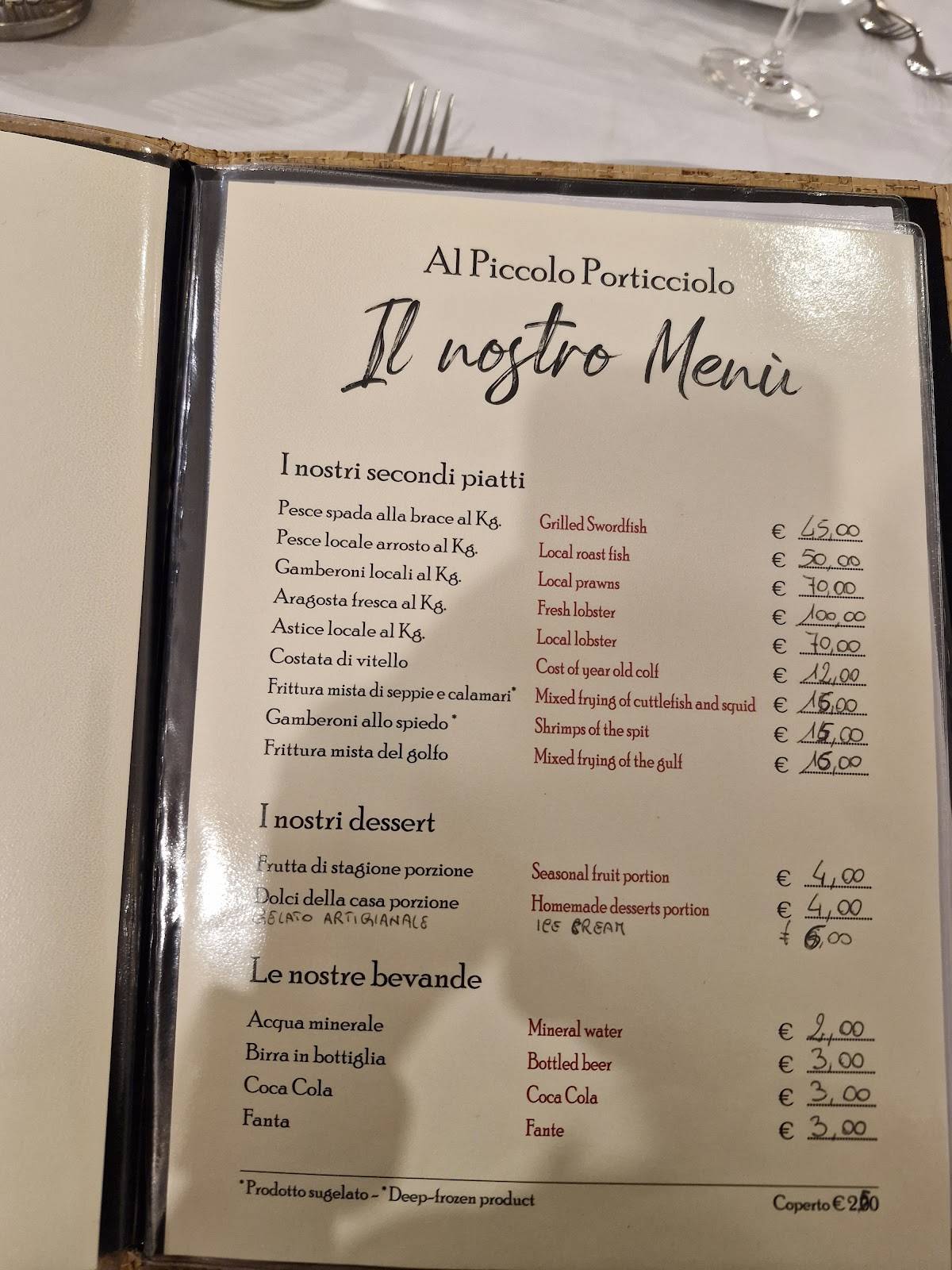 Menu di Ristorante al Piccolo Porticciolo 