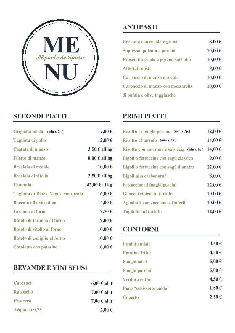 Menu di Al Ponte De Riposo 