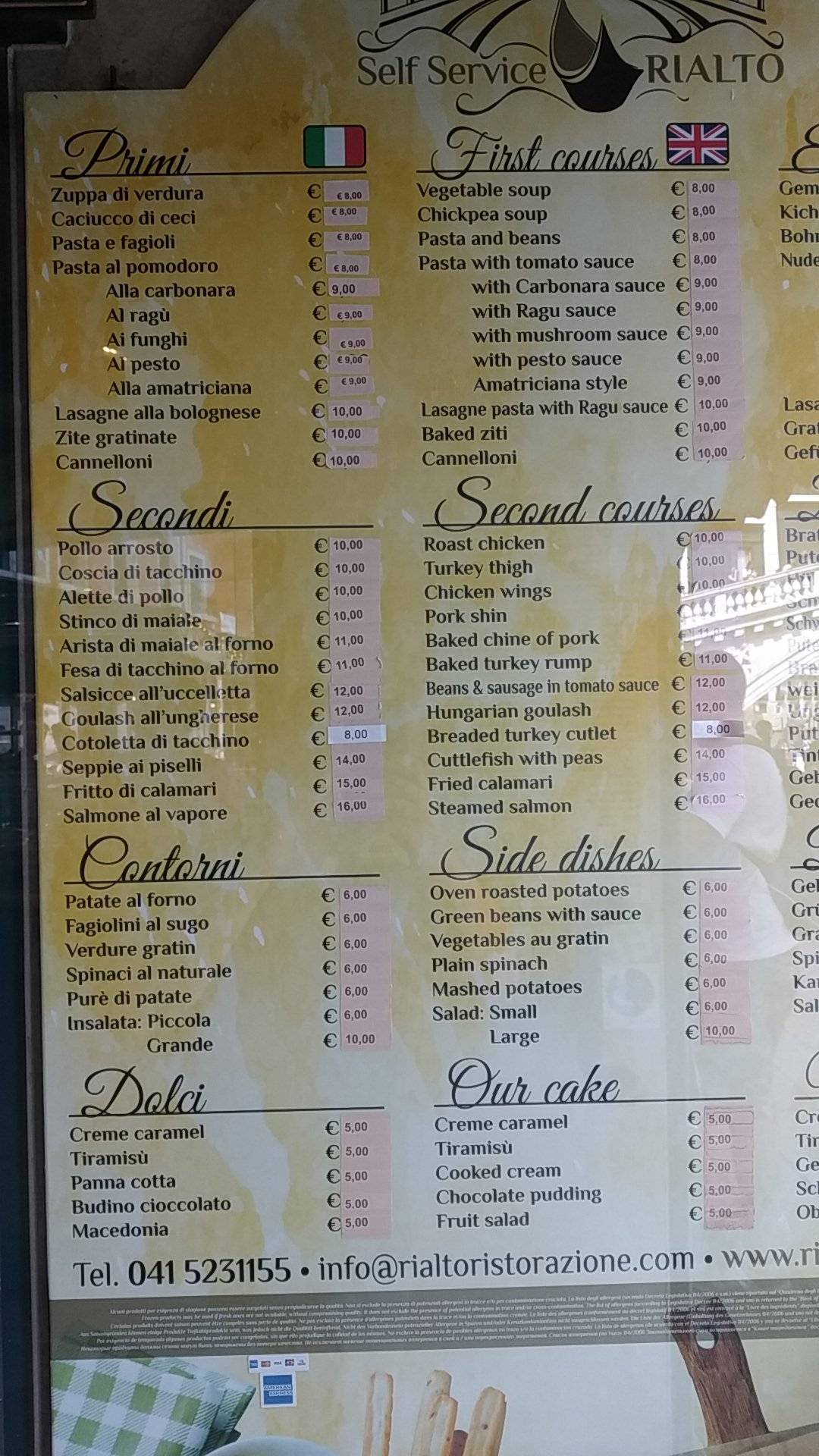 Menu di Al Ponte di Rialto 