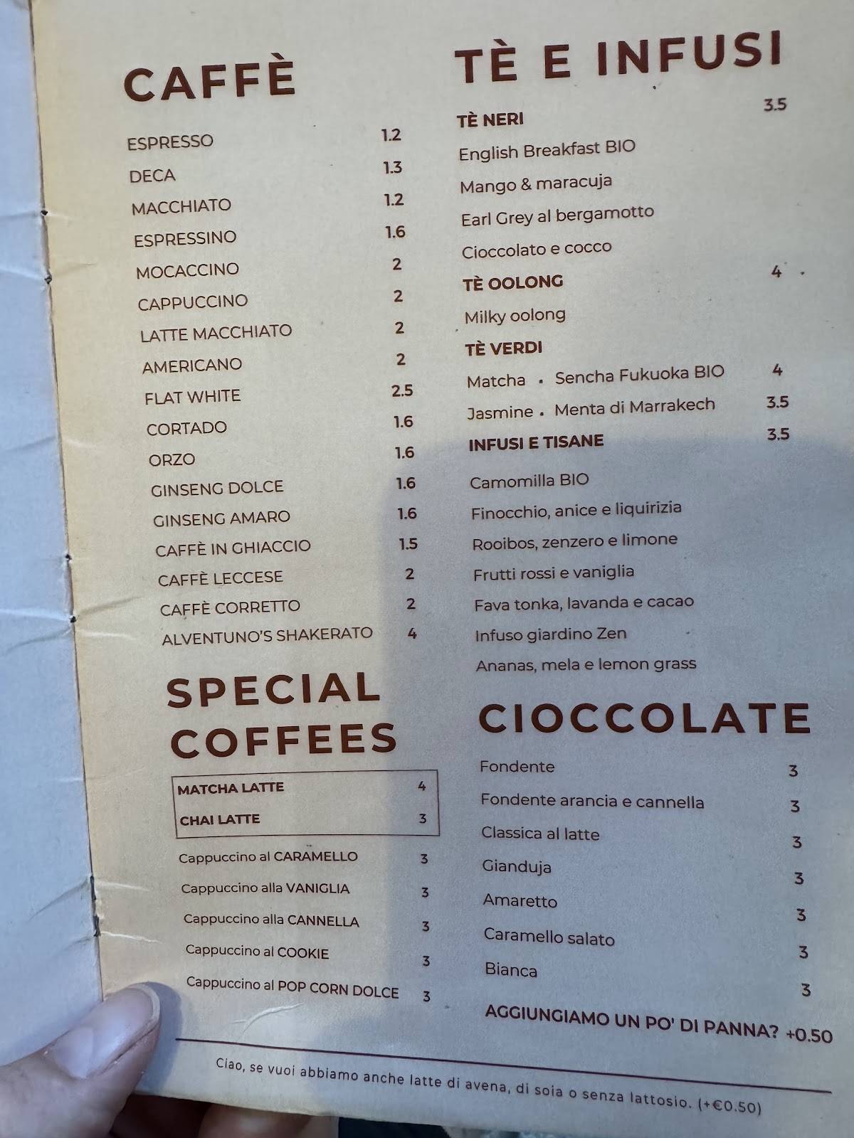 Menu di Alventuno 