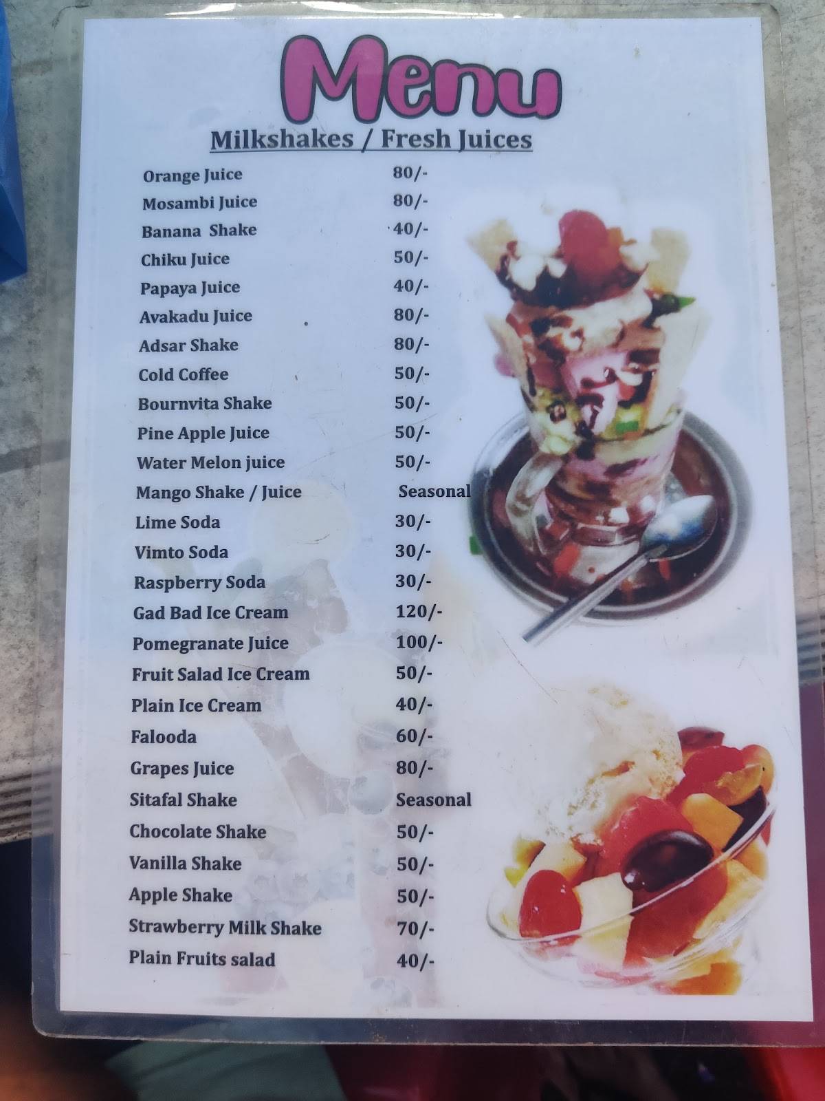 Alankar Fast Food Centre menu