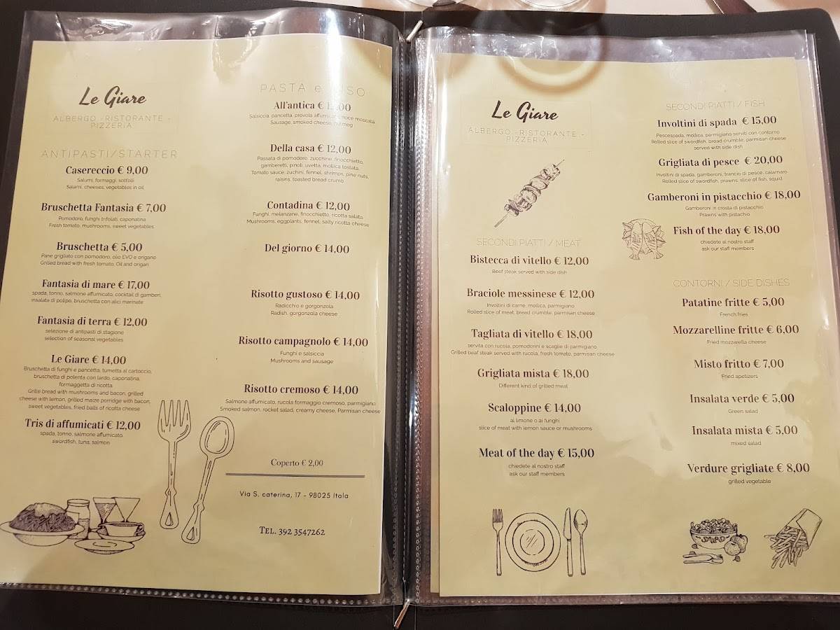 Menu di Albergo Ristorante Le Giare 