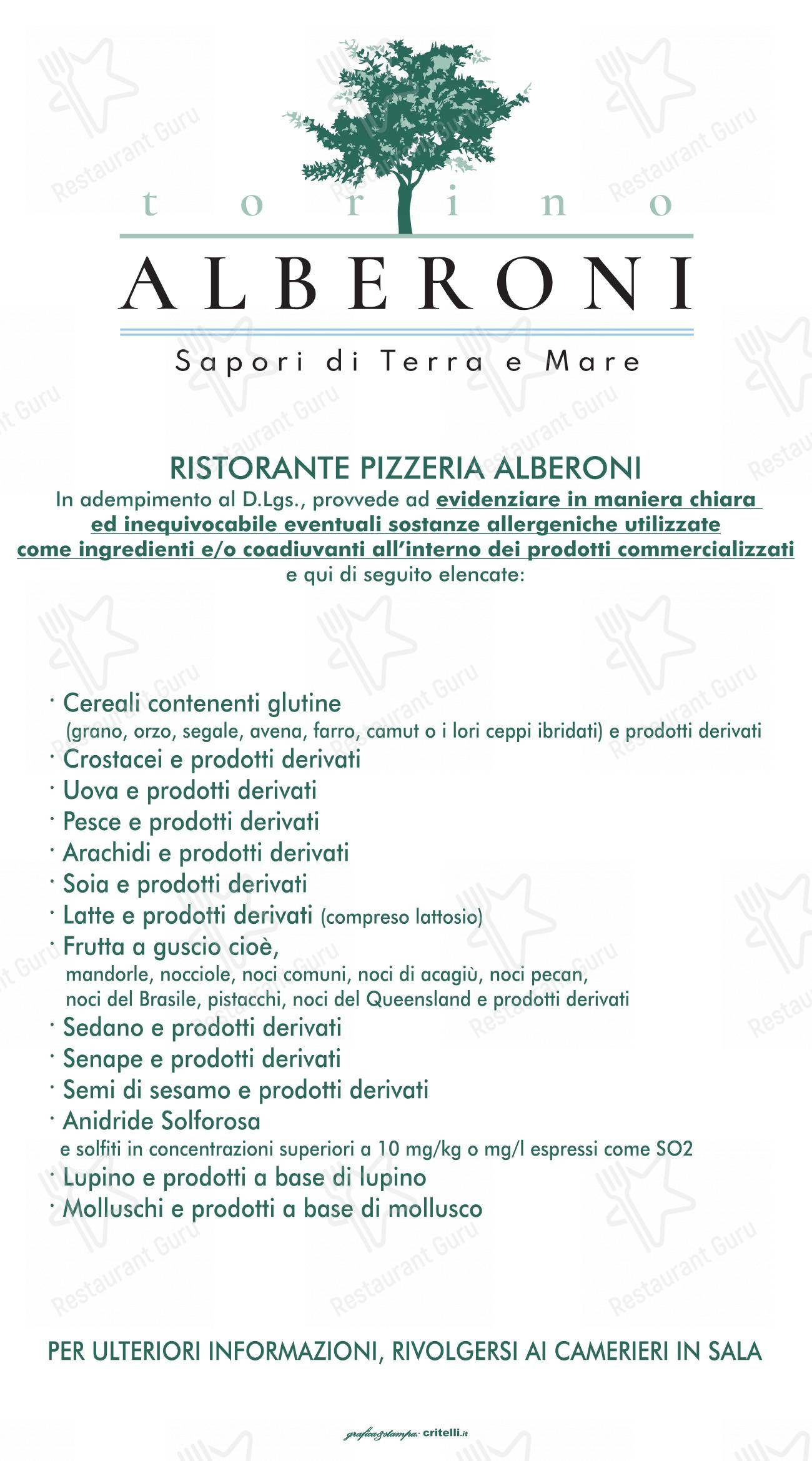 Menu per Alberoni ristorante