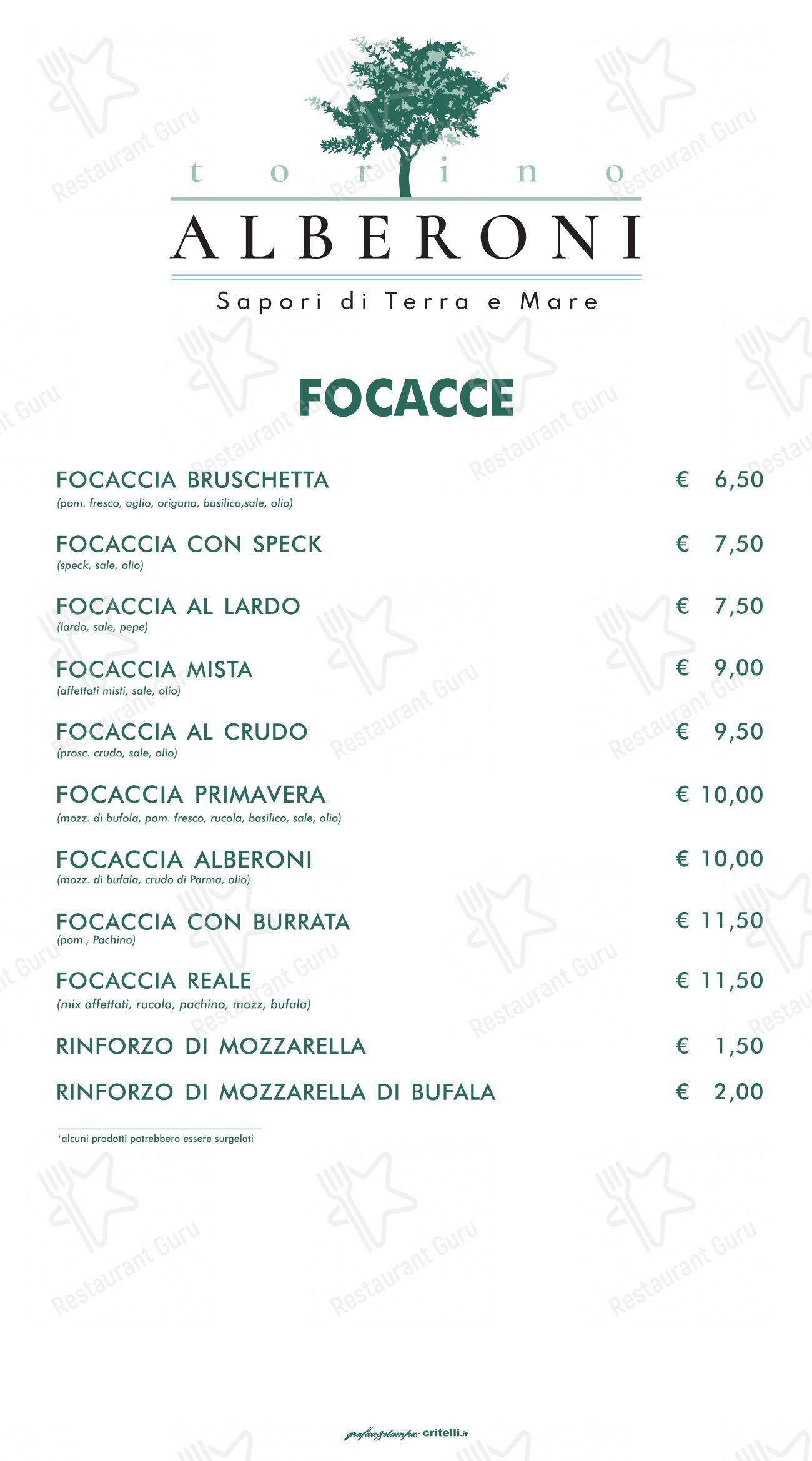 Menu di Alberoni - Menu