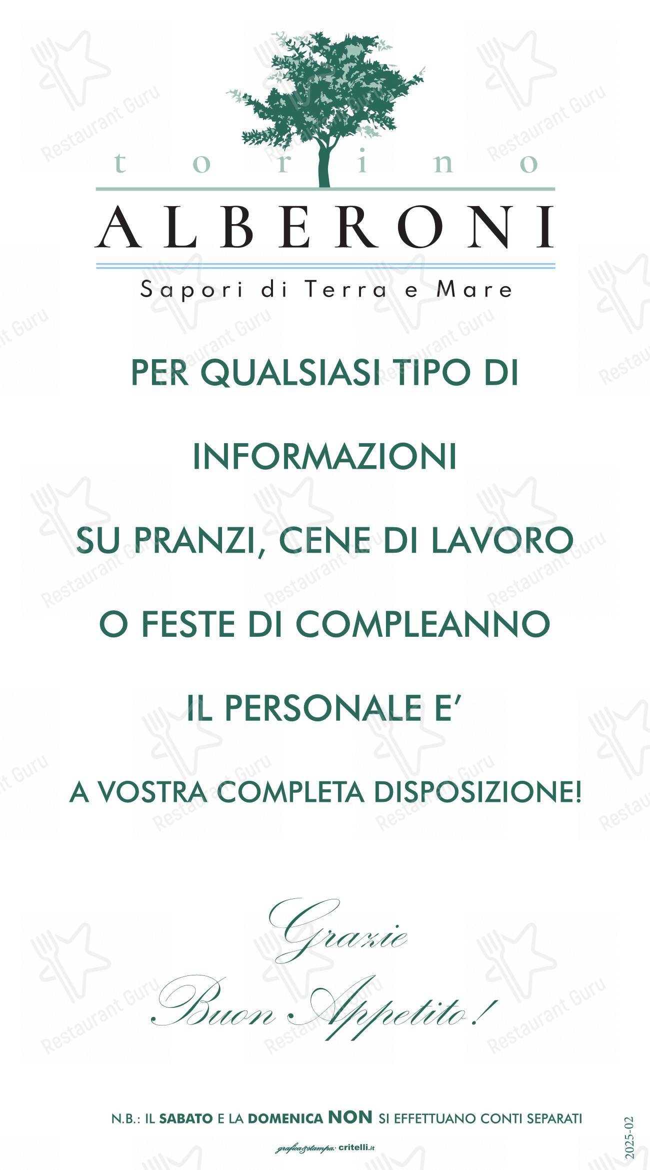 Menu per Alberoni in Torino