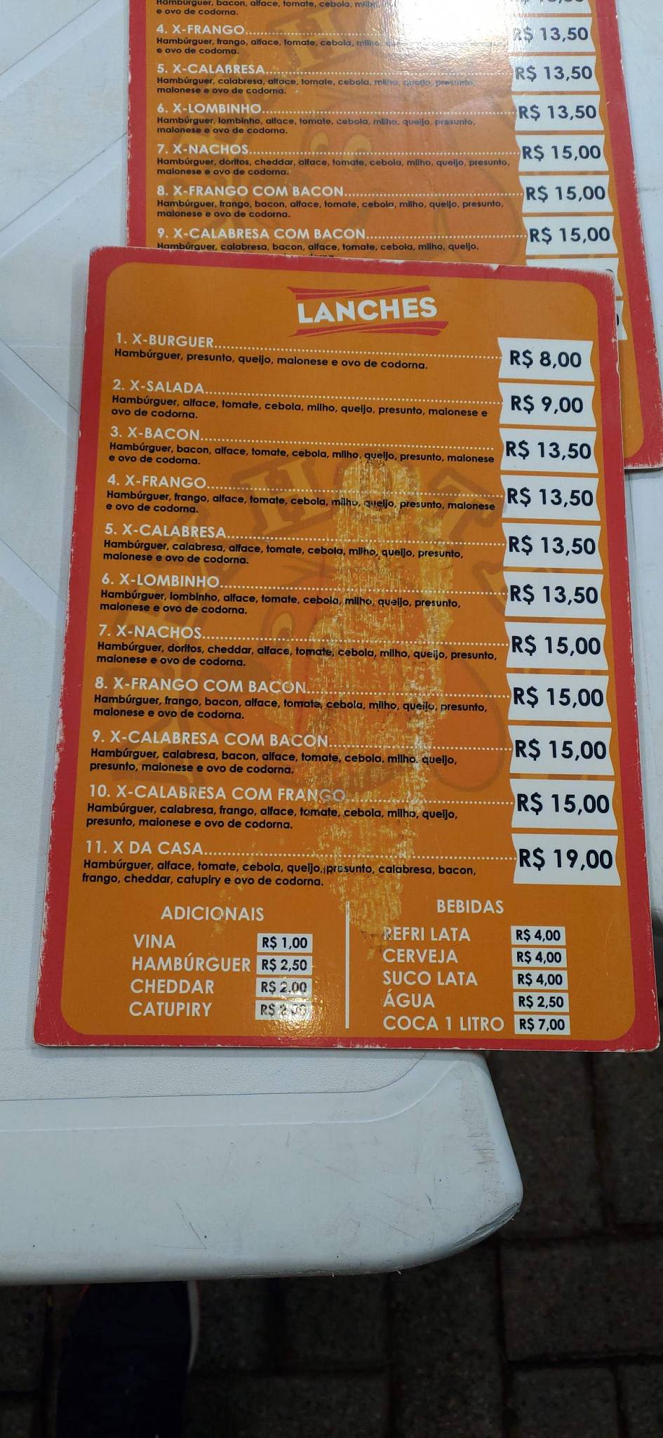 Alex Hot Dog cardápio