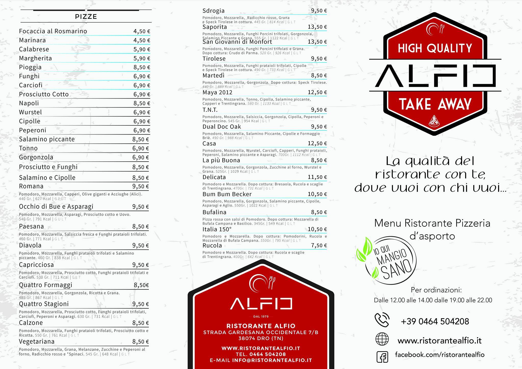 Menu di ALFIO Ristorante Pizzeria Bar 