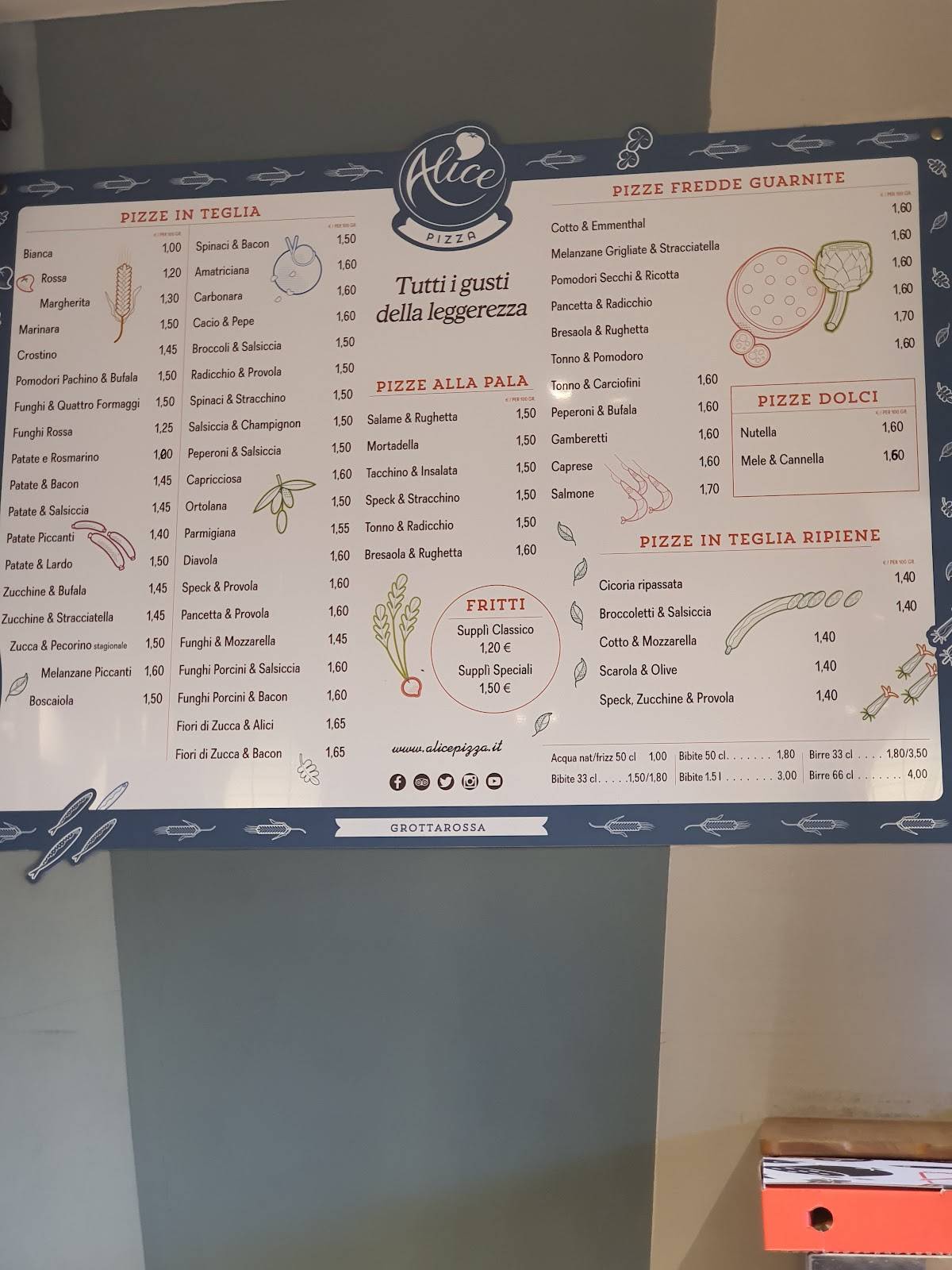 Menu di Alice Pizza Grottarossa 