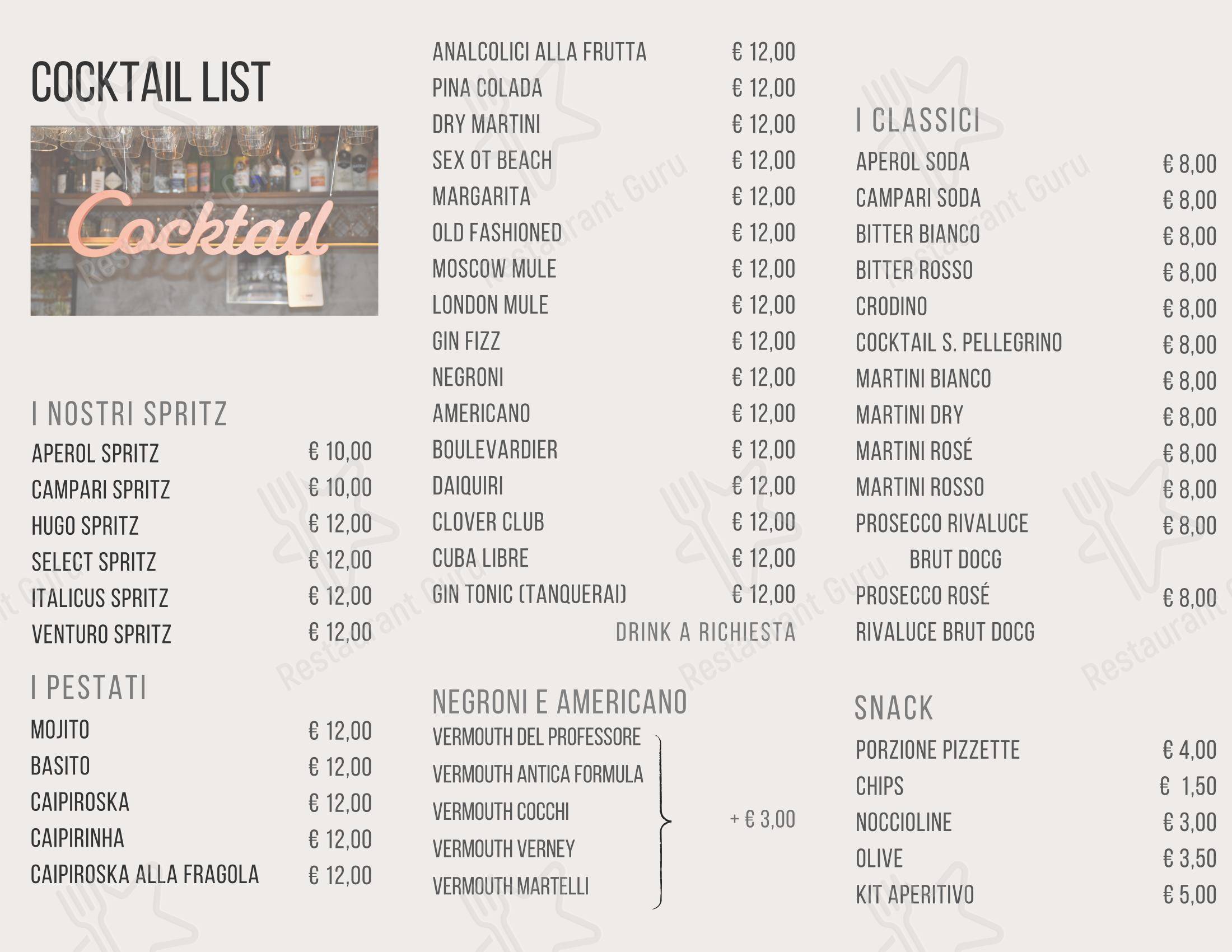 Menu bar per AllEur - Caffè e cucina ristorante