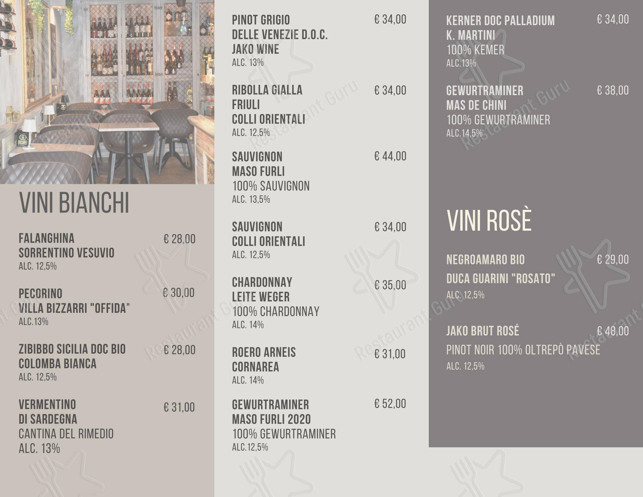 Menu bar per AllEur - Caffè e cucina ristorante