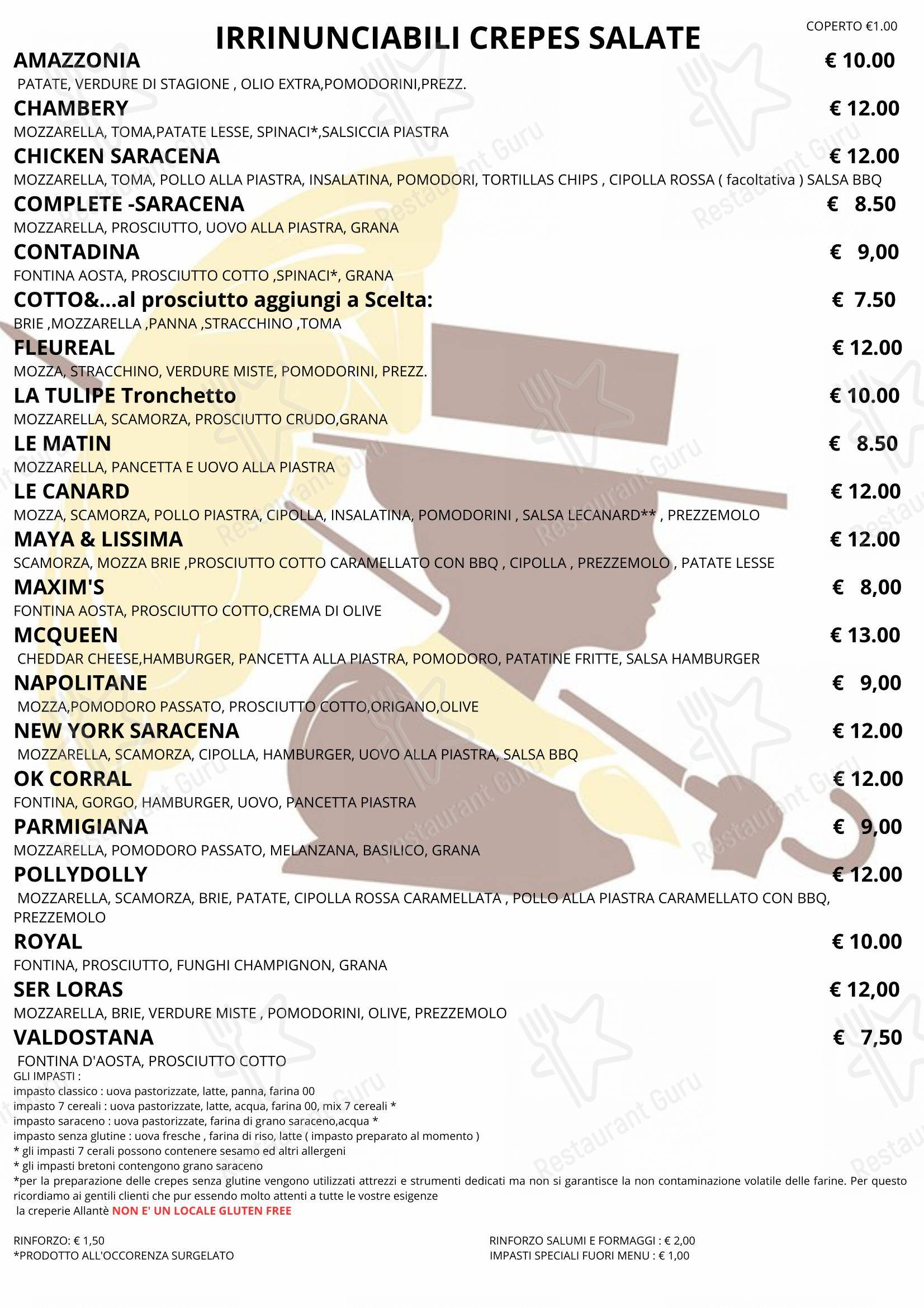 Allantè in Rivalta di Torino - Menu