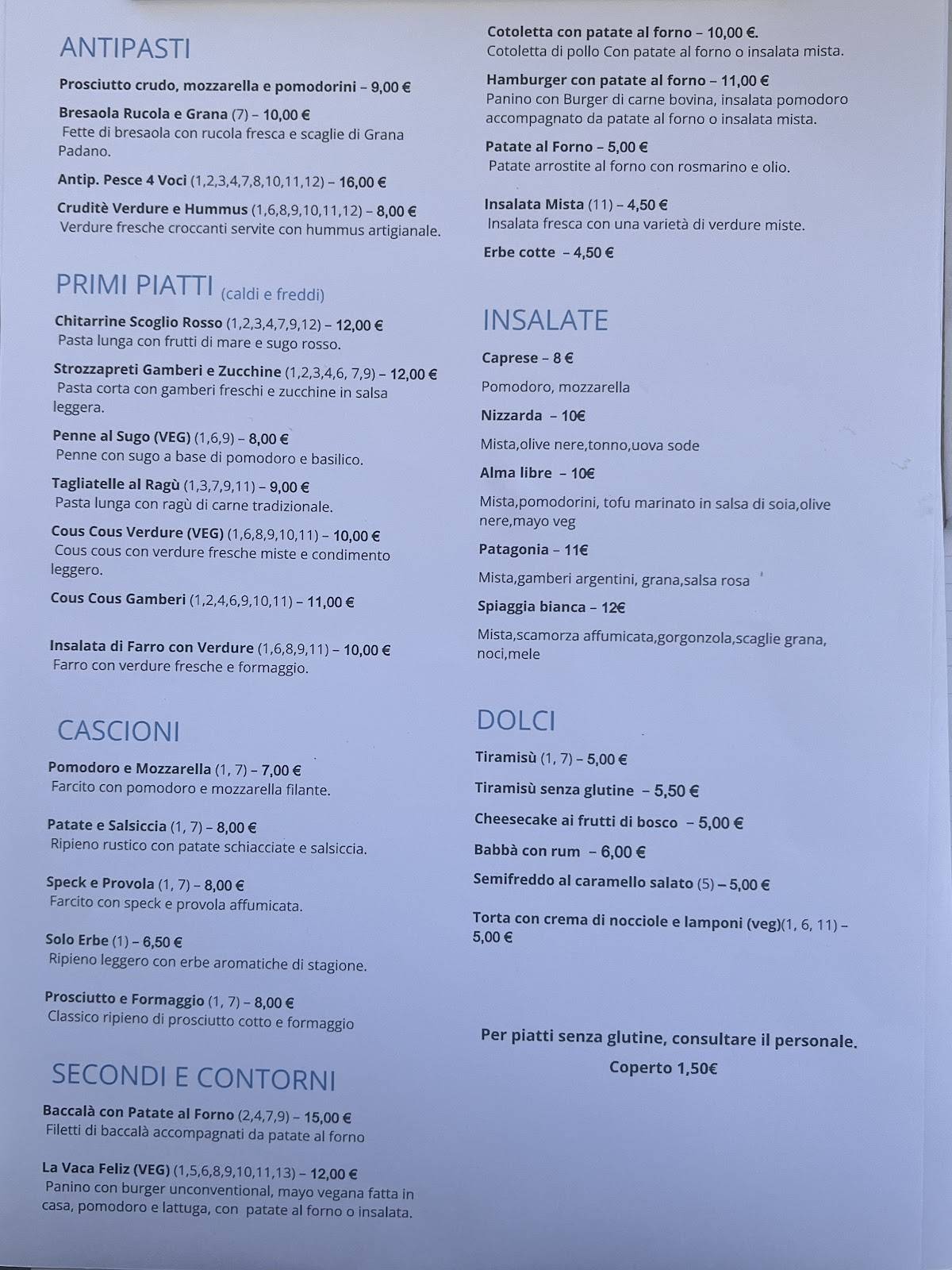 Menu di Alma Libre - Mare 