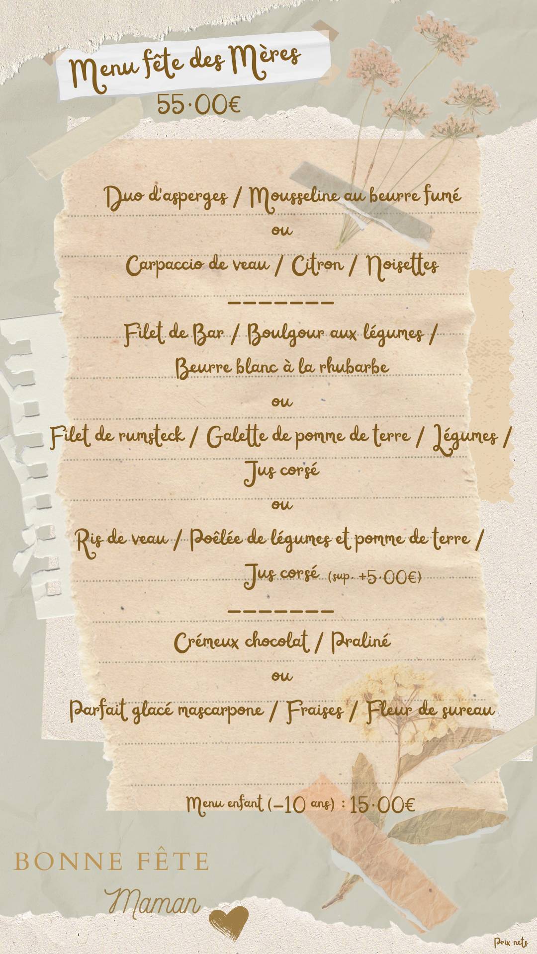 Menu de Almanach restaurant