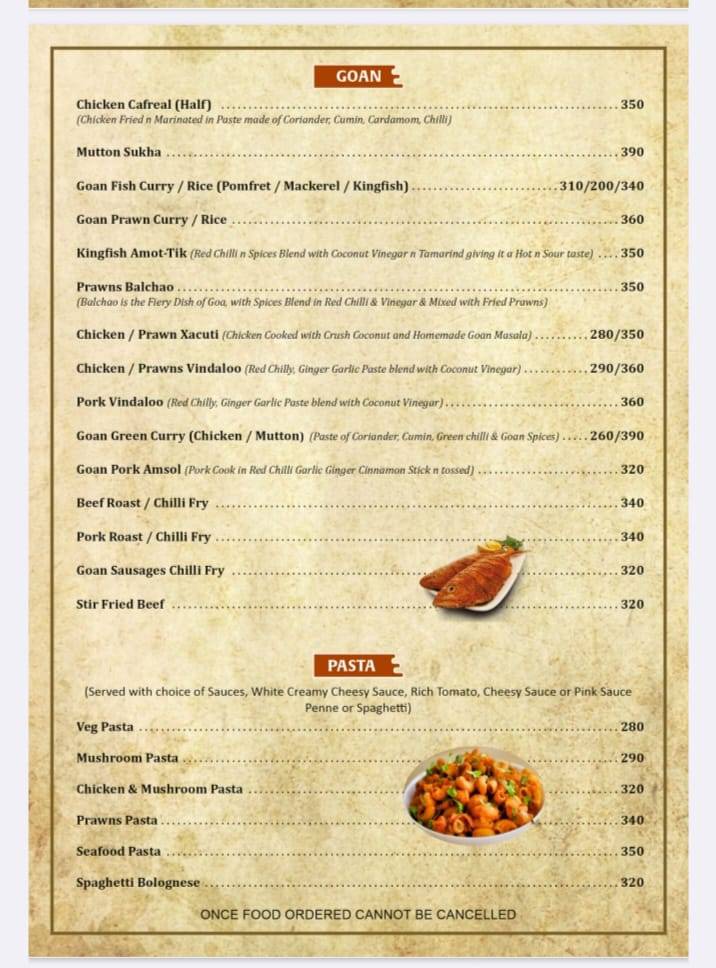 Alora Spice menu