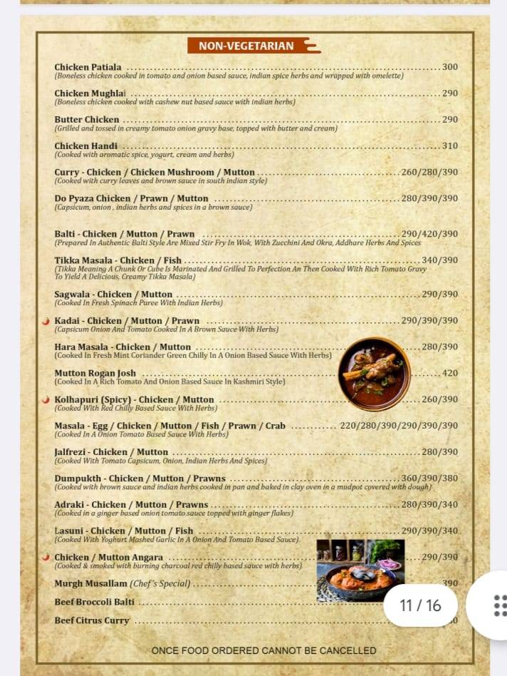 Alora Spice menu