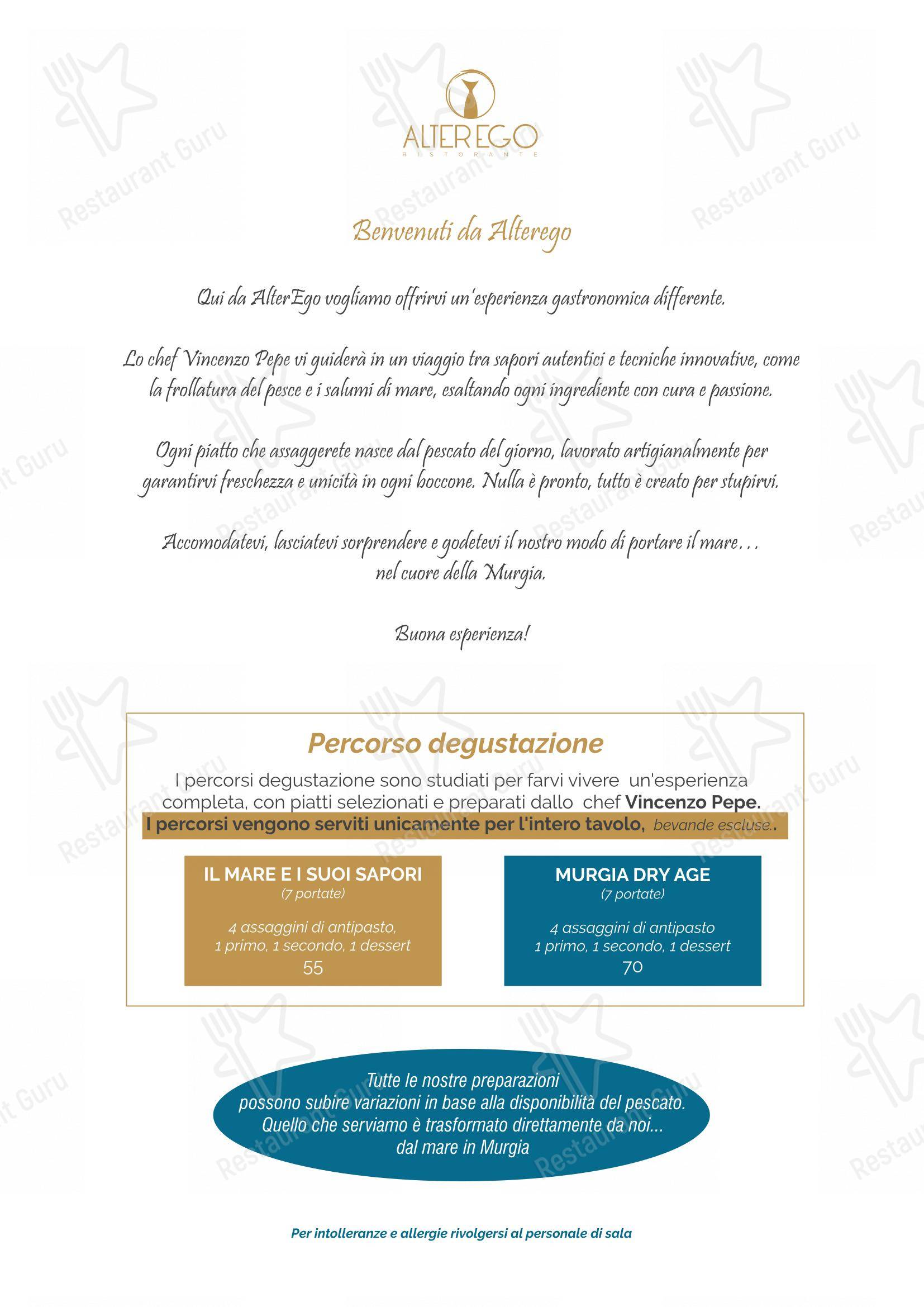 Alterego Comfort Food in Altamura - Menu