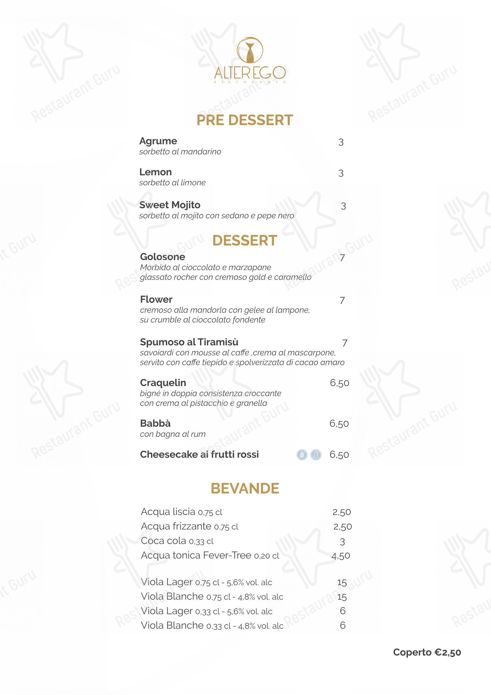 Menu per Alterego Comfort Food in Altamura