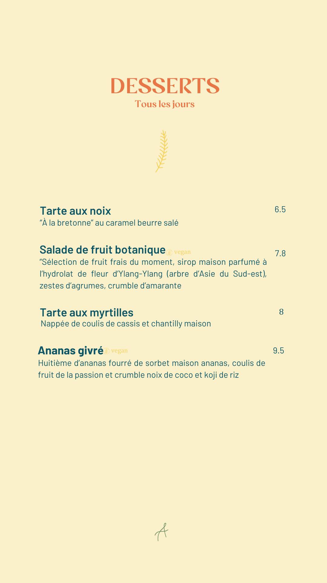 Menu di Restaurant Amarante 