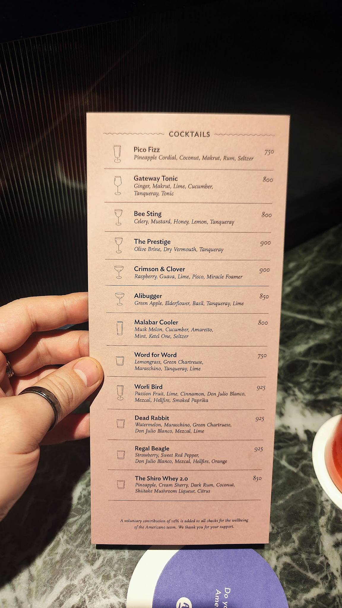 Americano menu
